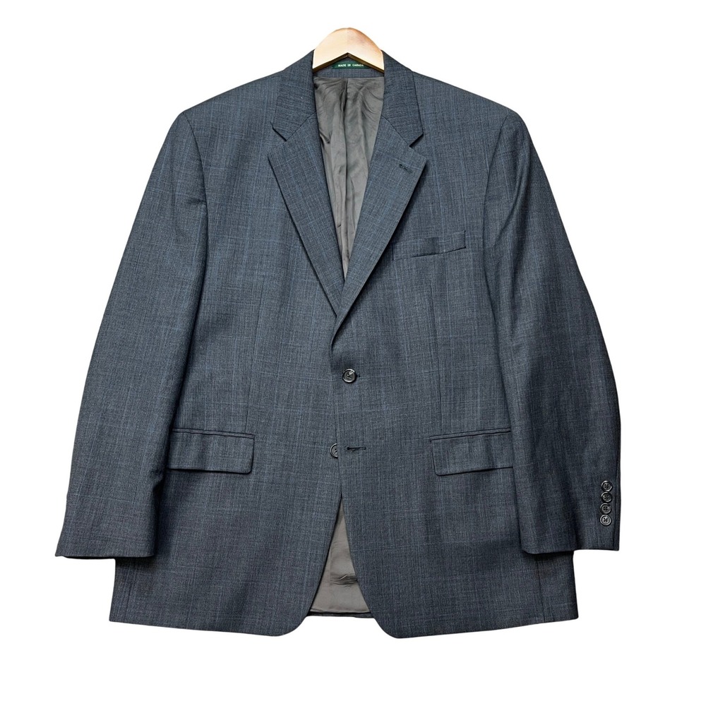 Lauren Ralph Lauren Blazer Mens 44R Gray Blue Flap Pockets Wool Sport Coat EUC